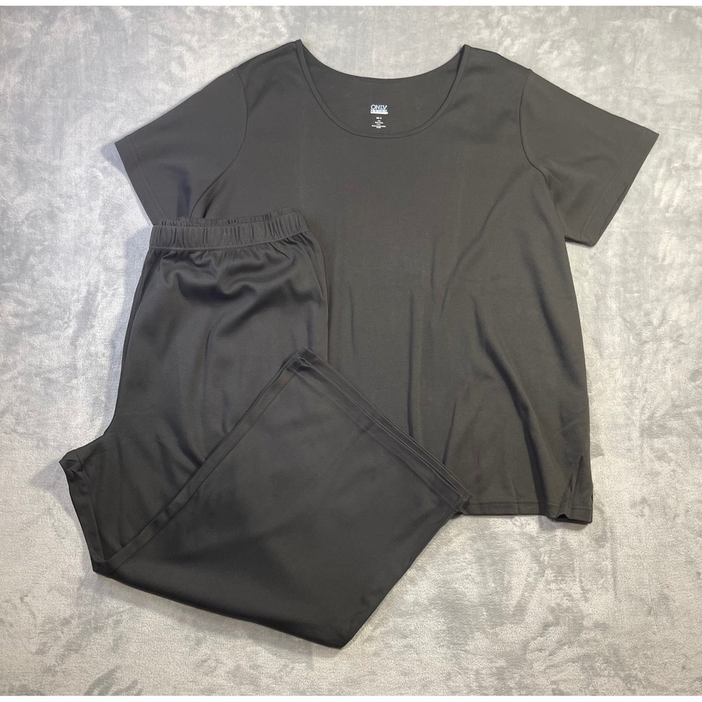 Only Necessities Pajama Set Women 3X Black NWOT 2pc Shirt Pants Lounge 34-2450-4